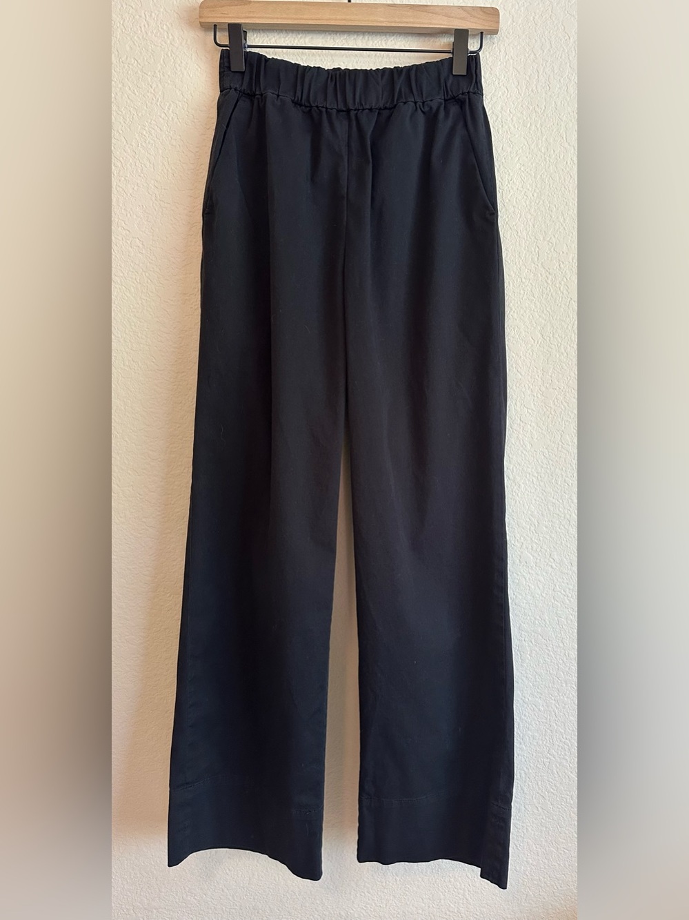 EVERLANE Organic Cotton Wide Leg Easy Pant Black Womens Sz 2 Pockets Comfortable